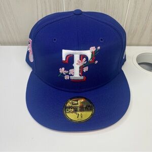 NEW ERA TEXAS RANGER 5950 SIDE/PATCH/BLOOM 59Fifty ROYAL ( NEW ) SIZE 7 5/8